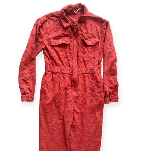 Free People Rust Eyelet Jumpsuit Set The Tone sz 2 000140 - Picture 3 of 10